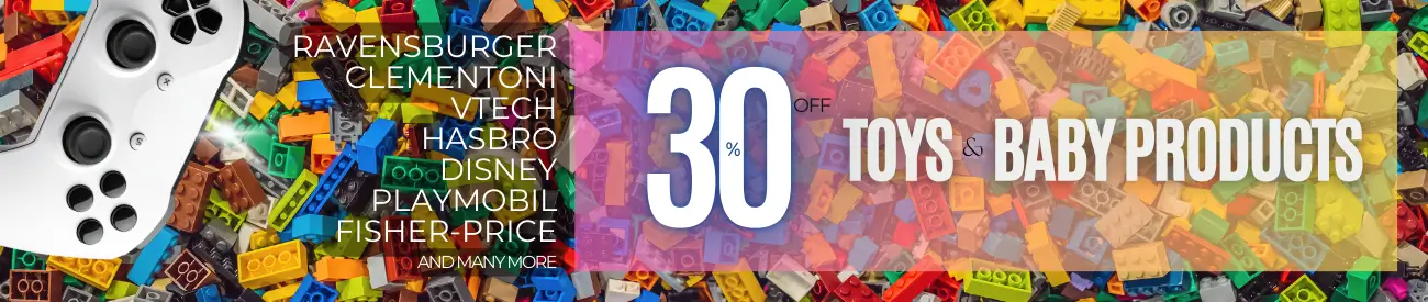30% OFF TOYS & BABY PRODUCTS. GAMES. 24-Hour Sale. Ravensburger Clementoni VTech Hasbro Fisher-Price Disney Playmobil