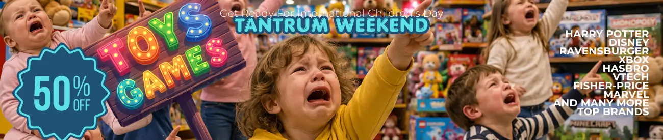 Tantrum Weekend - 50% OFF TOYS & GAMES. Get Ready For International Children's Day with Disney, Harry Potter, Xbox, Ravensburger and many more.
