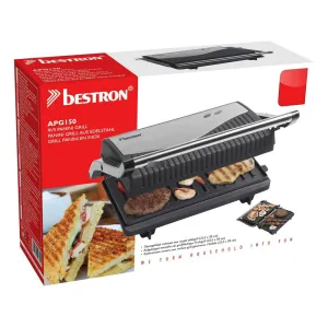 Bestron Kontaktgrill mit Auffangschale, Sandwichmaker mit Co