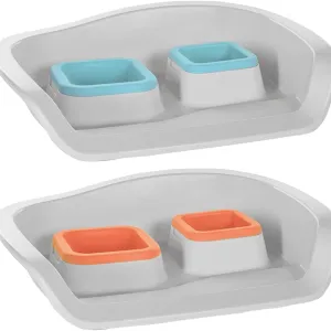 duvoplus, Twice & Nice 300+400ml Food Set 48 x 38 x 12 cm Random Colors with Non-Slip Feet Washable 2 Colors for Pets