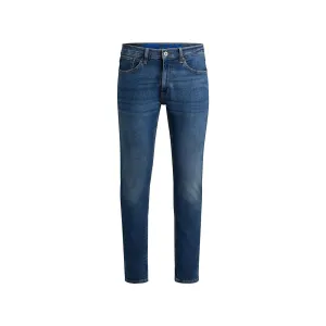 HUGO Mens Zane Blue Extra-Slim-fit Jeans in Stretch Denim
