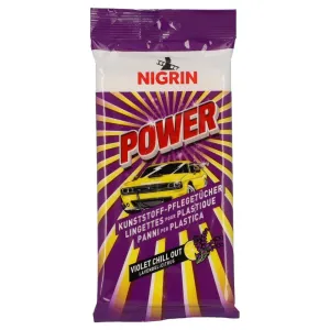 NIGRIN Power Plastic Cleaning Wipes for All Plastic and Vinyl Surfaces in Driving Interior with Lavender Citrus Fragrance, Colour Refreshing, Anti-Static - White (Pack of 20)