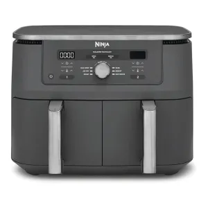 Ninja MAX Dual Zone Digital Air Fryer, 2 Drawers, 9.5L, 6-in-1, No Oil, Air Frying, Max Crisp, Frying, Baking, Warming, Drying, Non-stick, Baskets for Dishwasher, Gunmetal Grey DZ400EU