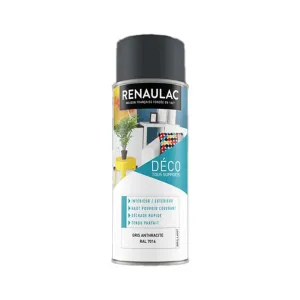 Renaulac Multi-support Deco Aerosol Paint - Gray (Anthracite Gray) - 400 ml (Ref: C-REAERDECB-0004-0L4) - Glossy