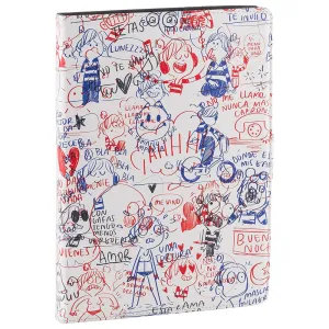 WONDEE - The Volatile Universal Tablet Case from 10.2 to 10.4 Inches - Book Type with Doodle Design on White Background